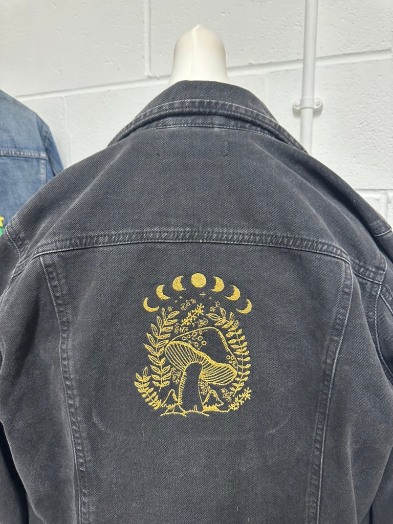 Golden Moon & Mushroom Mystical Embroidered Jacket