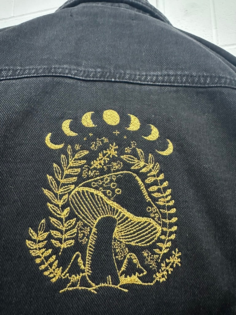 Golden Moon & Mushroom Mystical Embroidered Jacket