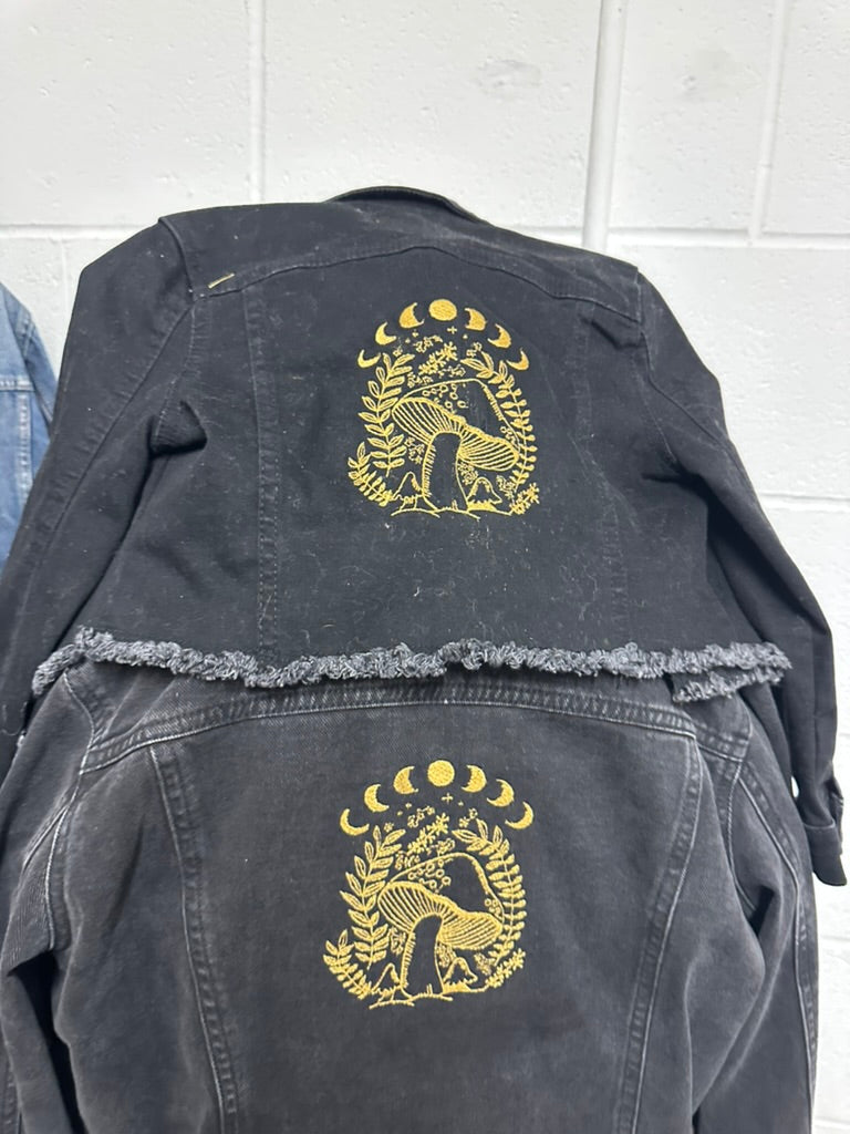 Golden Moon & Mushroom Mystical Embroidered Jacket