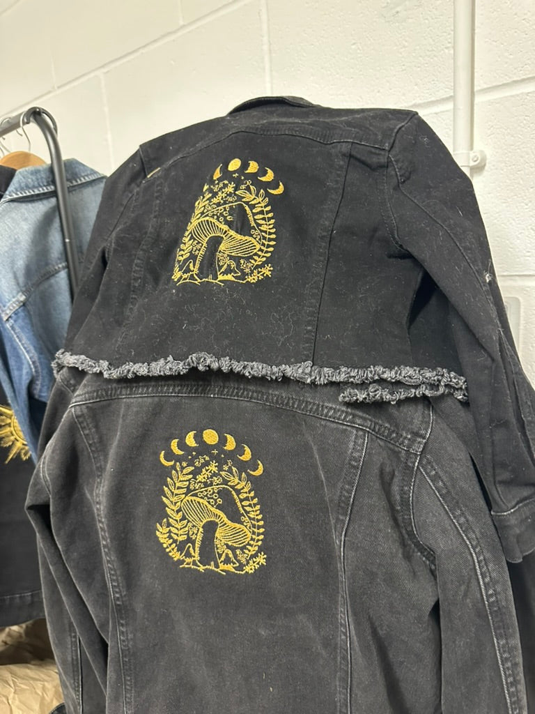 Golden Moon & Mushroom Mystical Embroidered Jacket