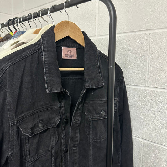 Star & Moon Embroidered Black Denim Jacket
