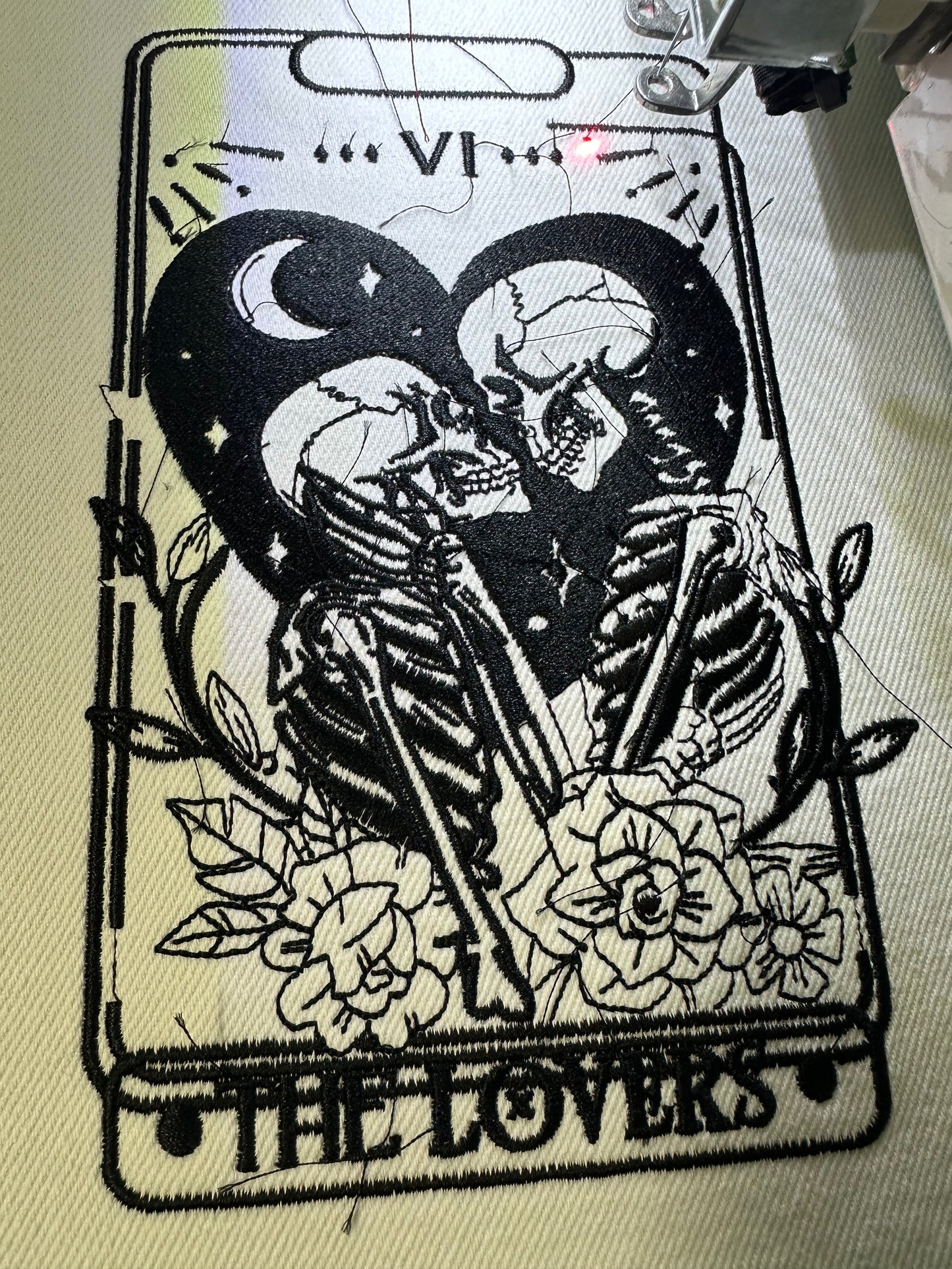 The Lovers Tarot Embroidered White Denim Jacket – Customisable
